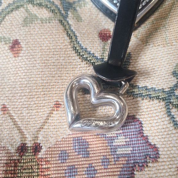 Brighton Butterfly Tapestry Satchel Bag Leather Trim Heart Charms Rare Large - Picture 12 of 13